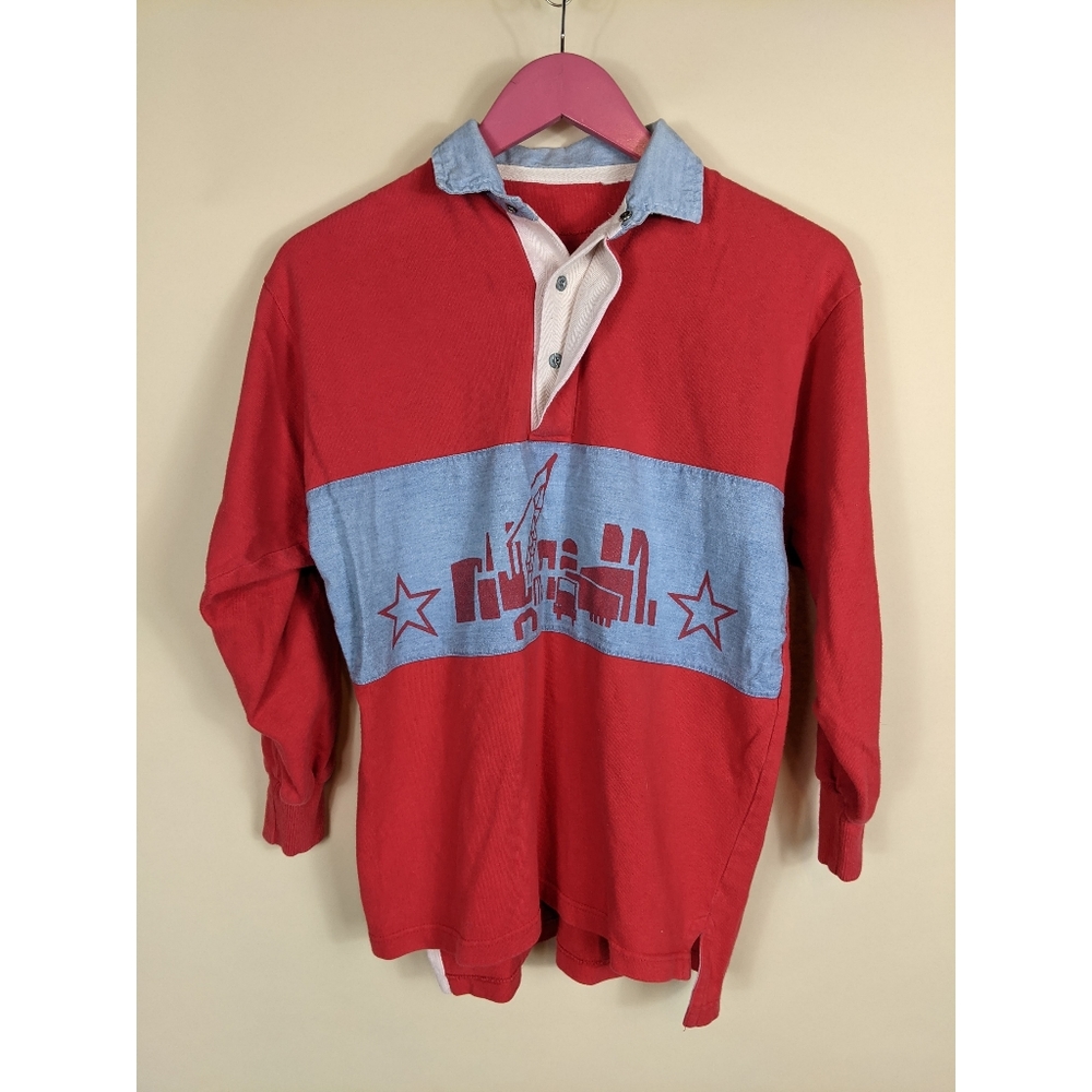Vintage 1980s/90s Coca-Cola Rugby Polo Shirt Long Sleeve Pullover